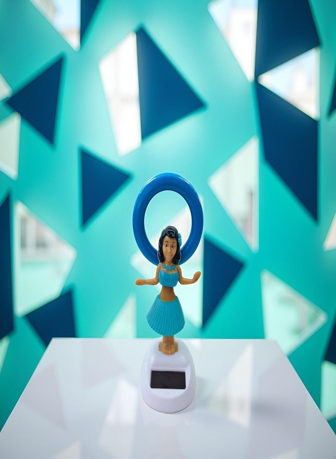Qintreesify Blue Solar Powered Dancing Hula Girl Dashboard Decorations Swinging Bobbleheads Collection Figurines for Auto Interior Home Car Accessories, - Image 5